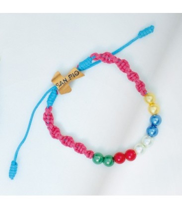 Children's Braided bracelet Sliding green, Fuchsia