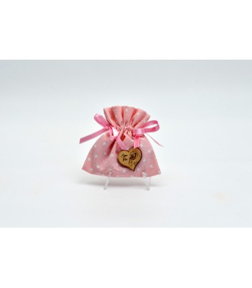 SACCHETTO PROFUMATO SAN PIO CON CUORE IN LEGNO