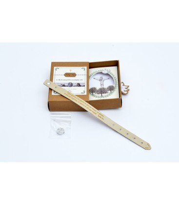 BRACCIALE PADRE PIO IN PELLE VERSIONE BIANCO E NERO