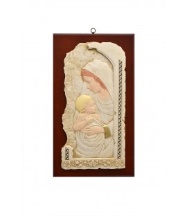 QUADRO MADONNA CON BAMBINO SU LEGNO